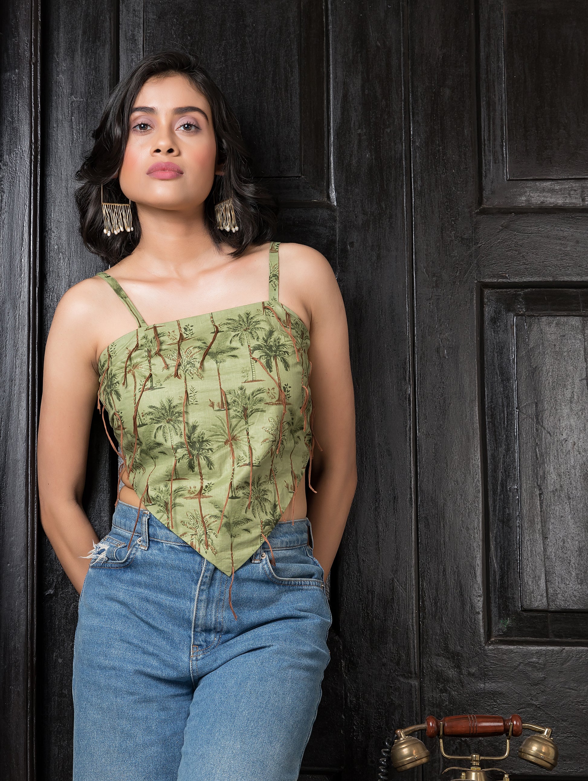 Palm Tree Scarf Top