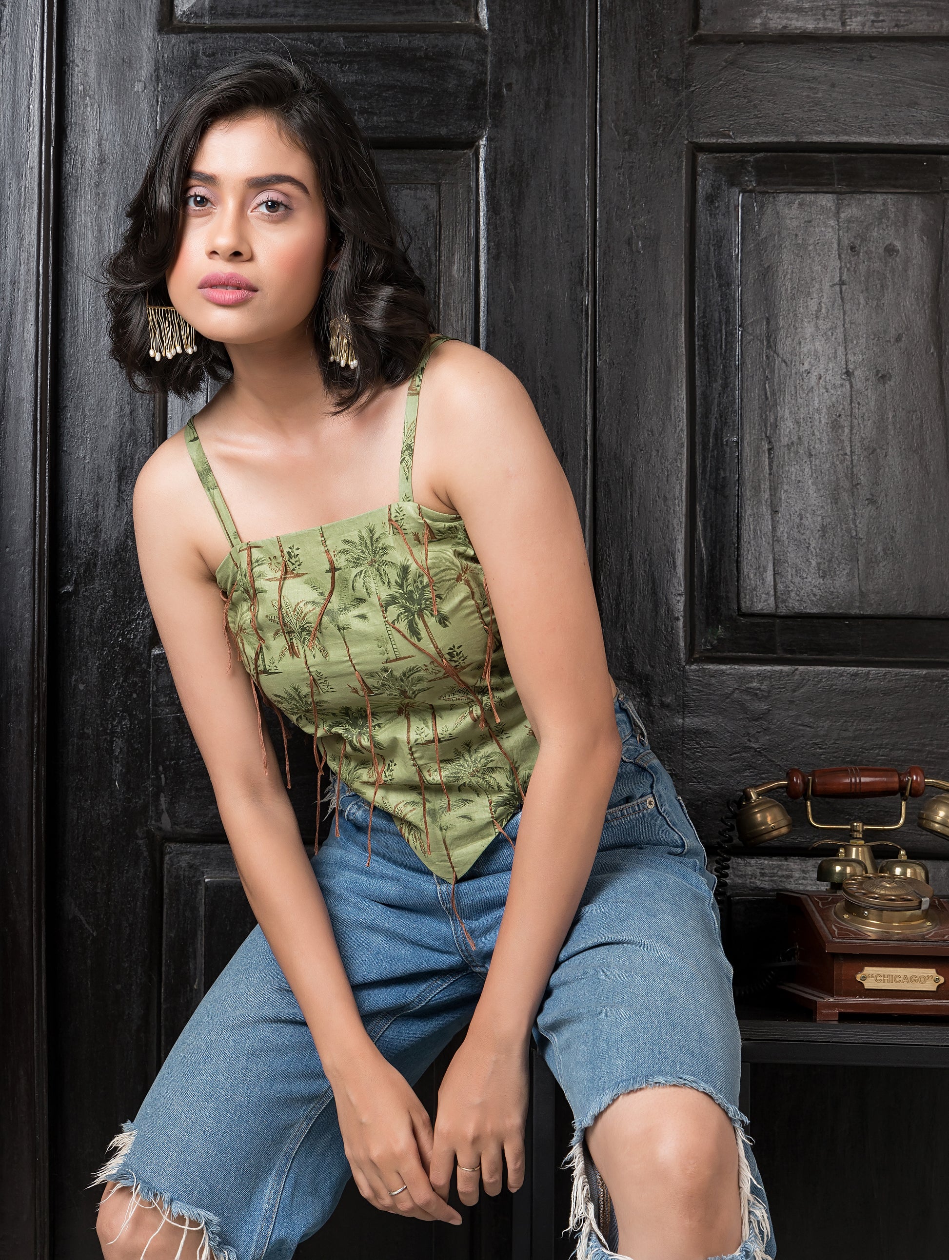 Palm Tree Scarf Top
