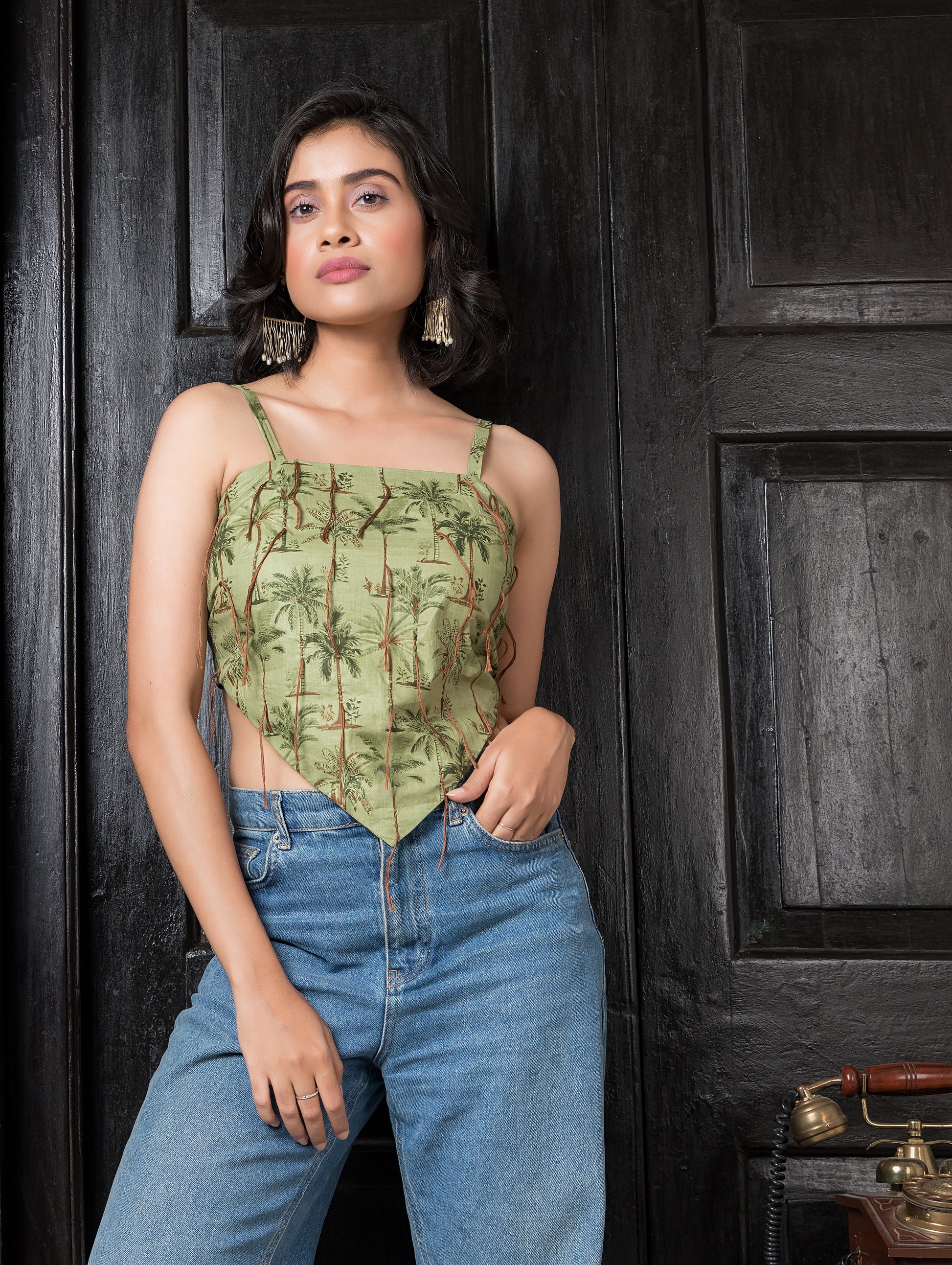 Palm Tree Scarf Top