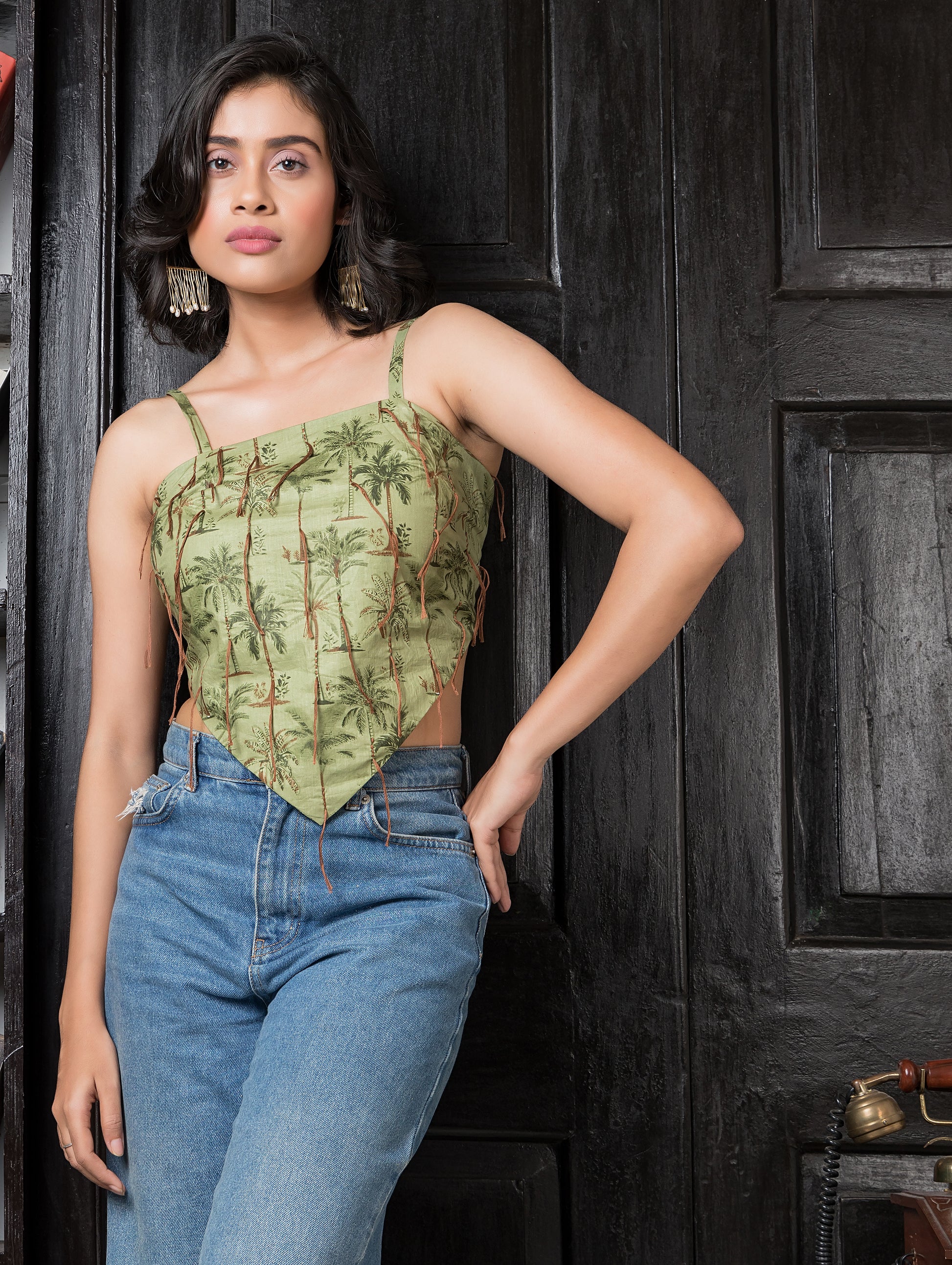Palm Tree Scarf Top