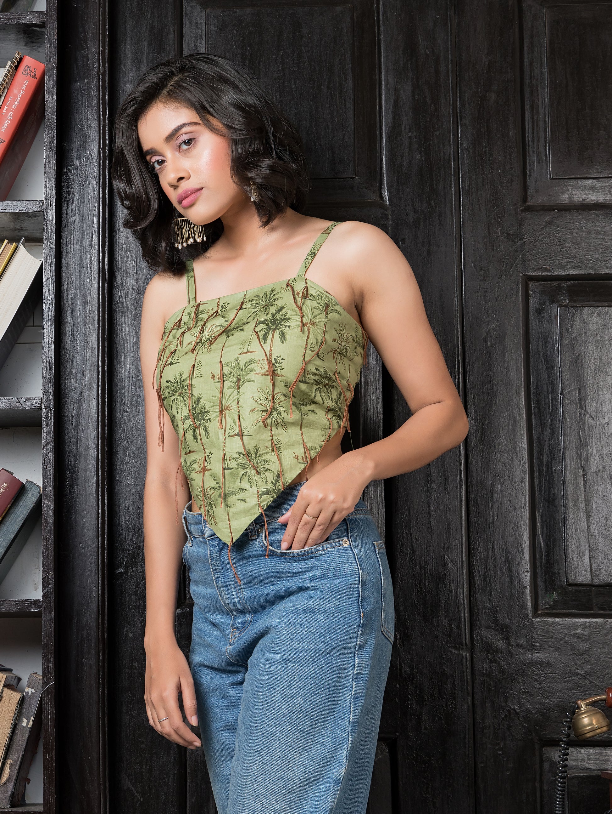 Palm Tree Scarf Top