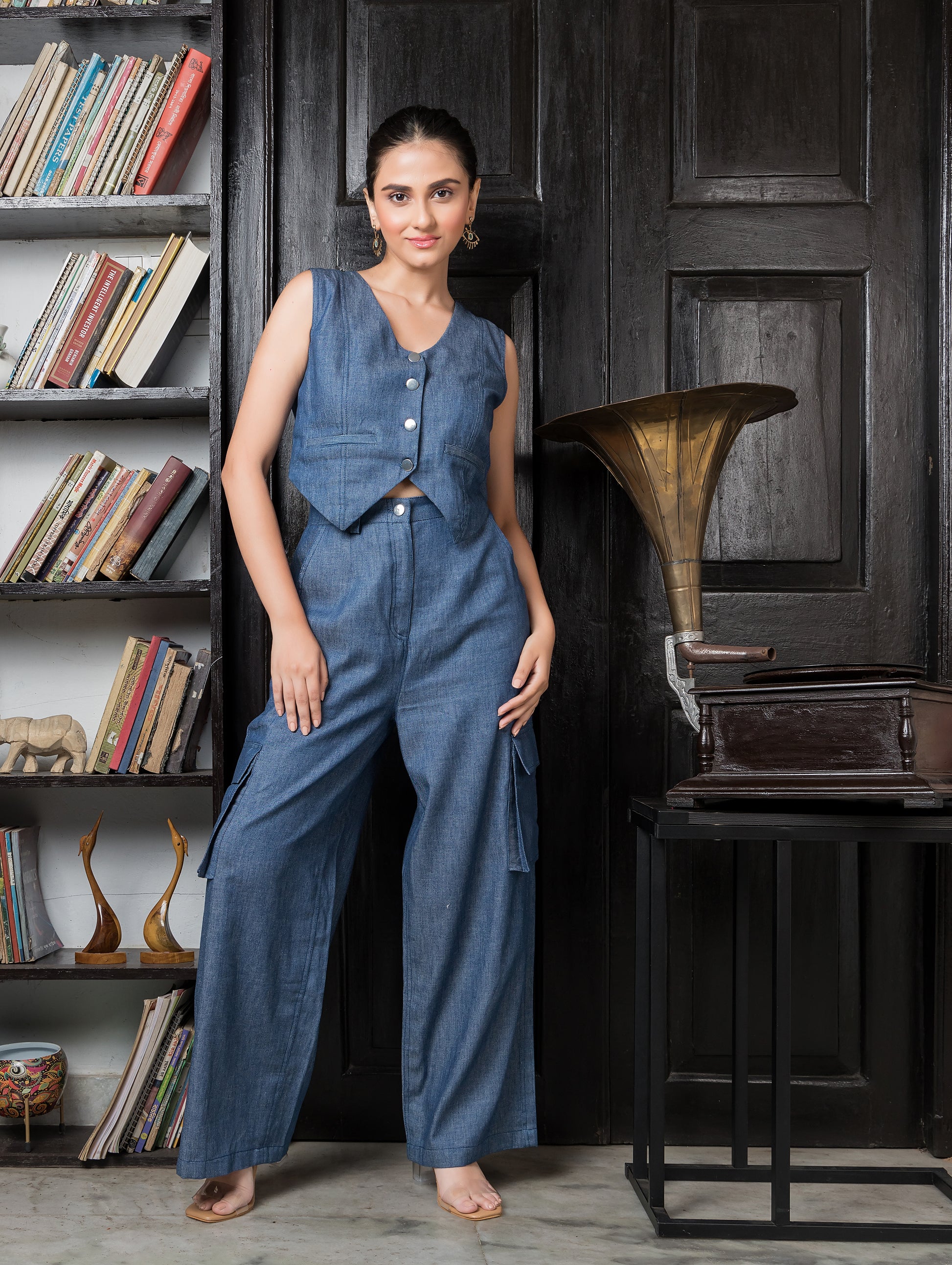Denim Waistcoat with Cargo Pants
