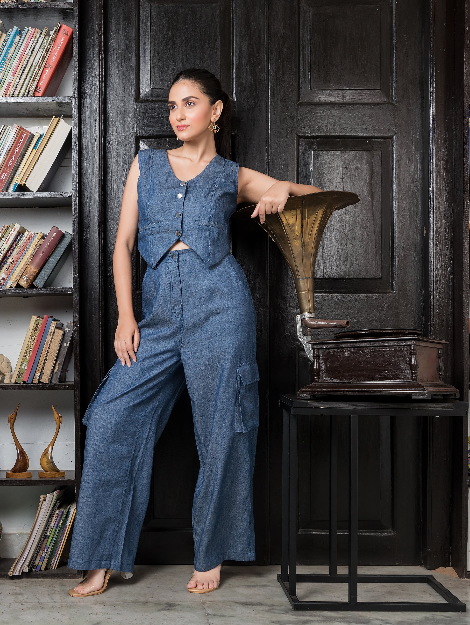 Denim Waistcoat with Cargo Pants
