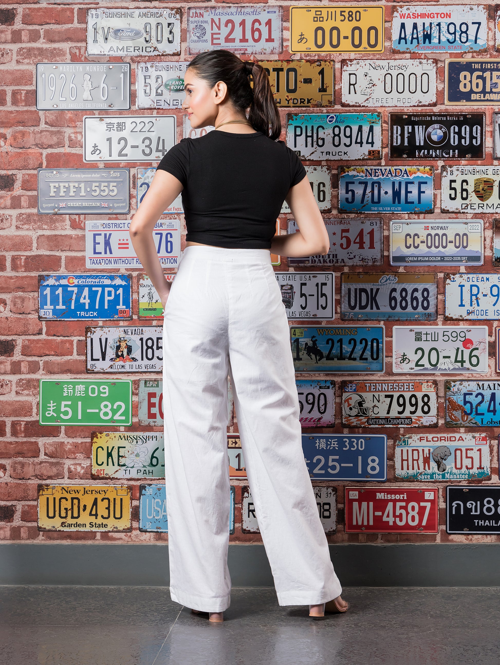 White Linen Flap Pants