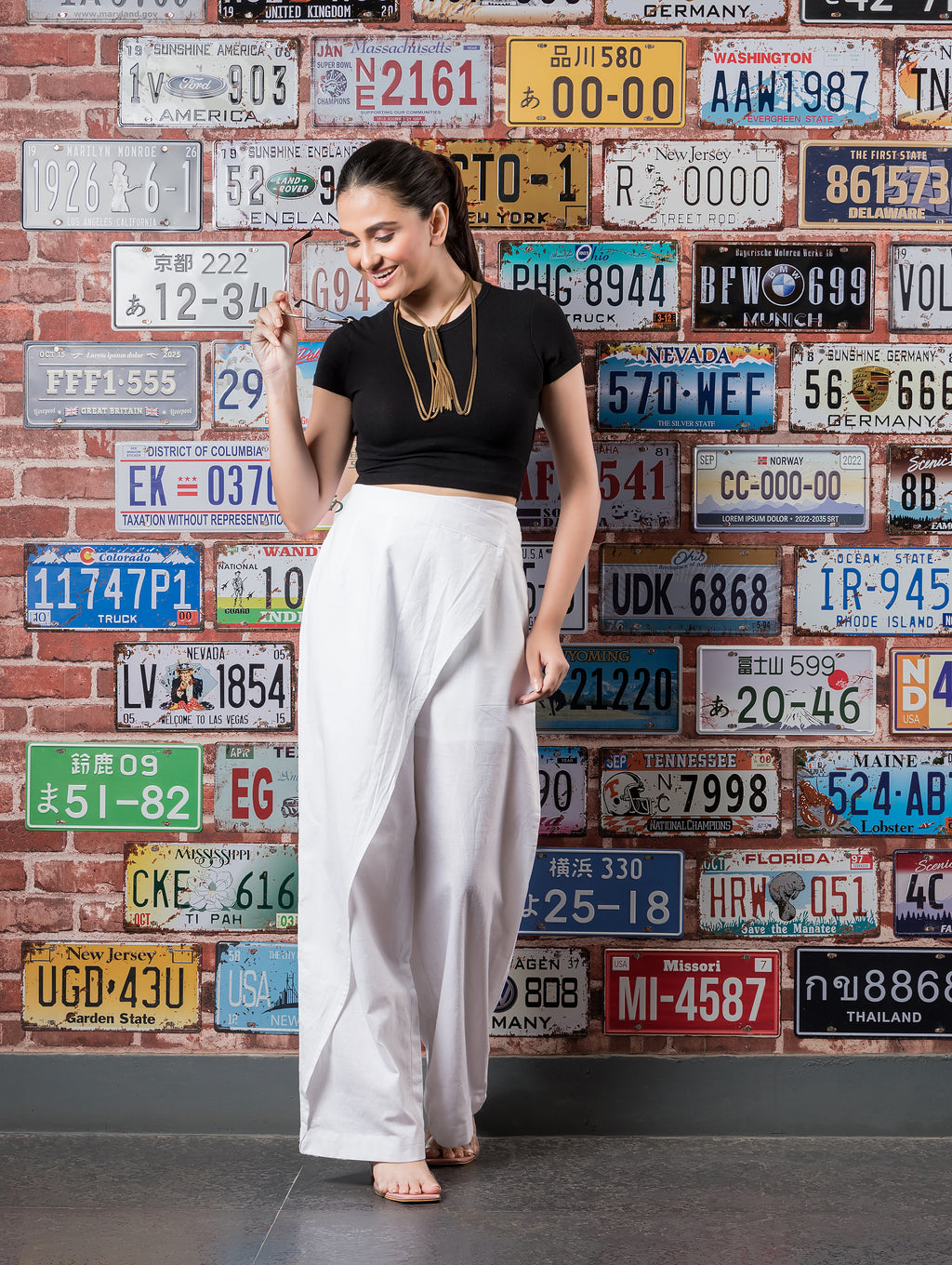 White Linen Flap Pants