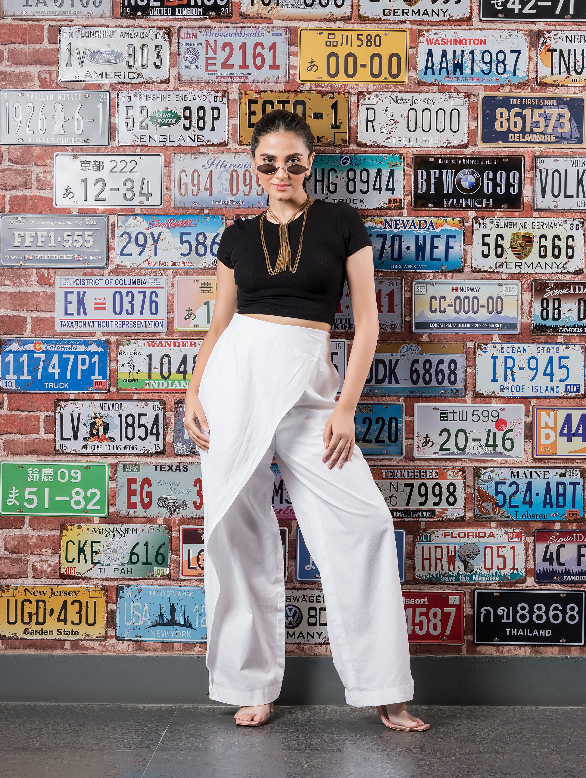 White Linen Flap Pants