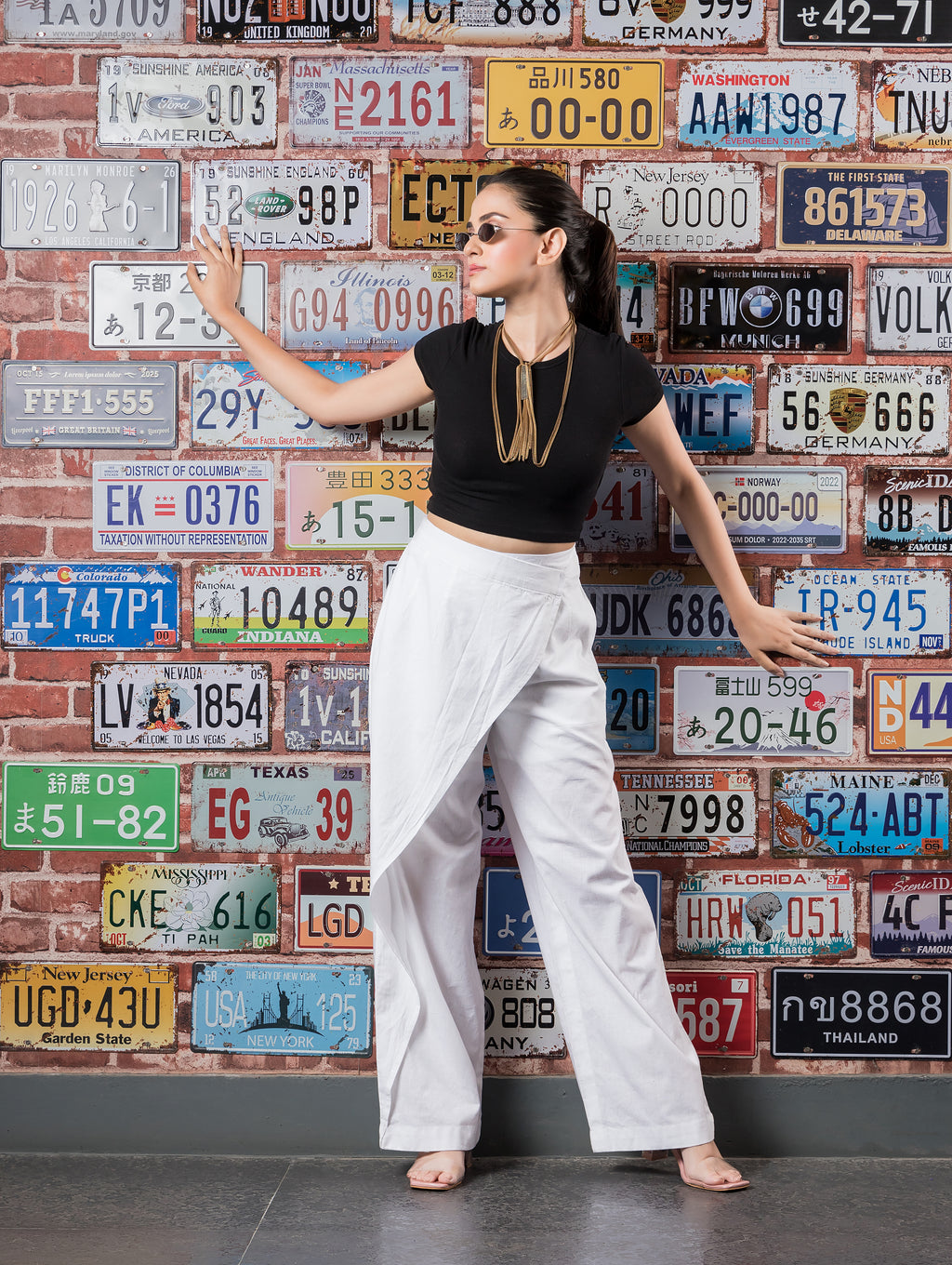 White Linen Flap Pants