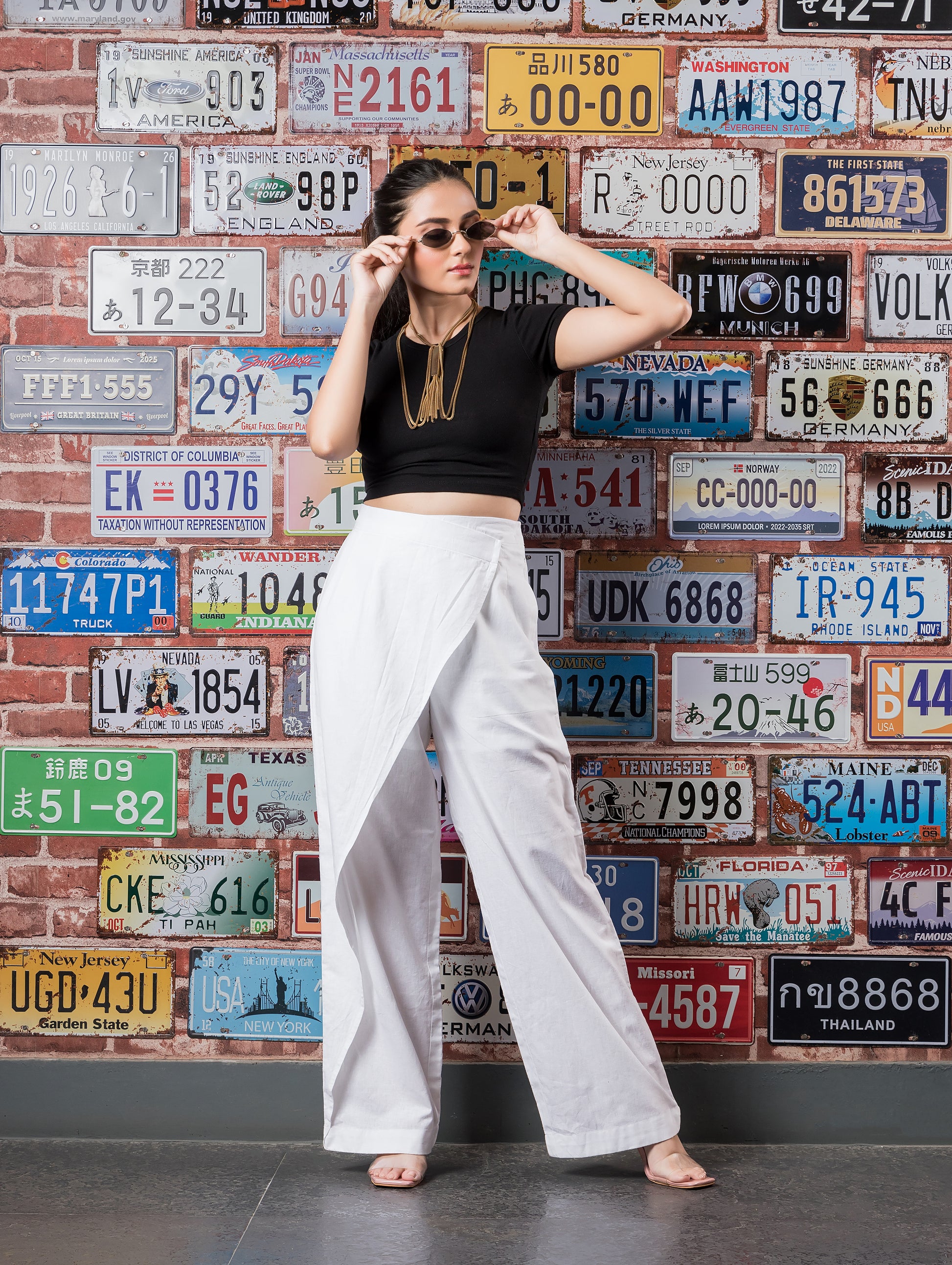 White Linen Flap Pants