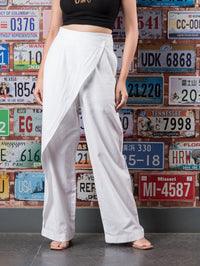 White Linen Flap Pants