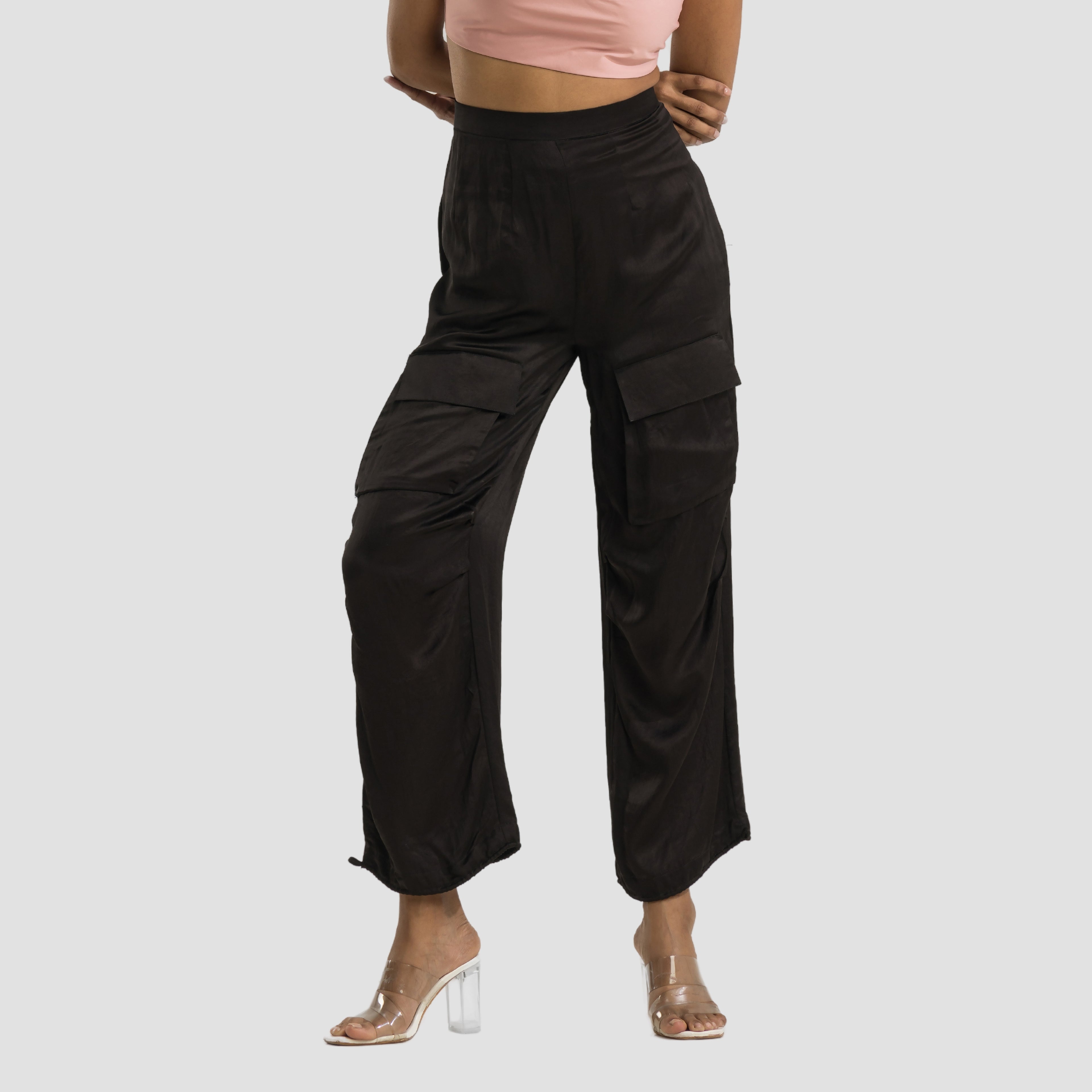 Satin Cargo Pants
