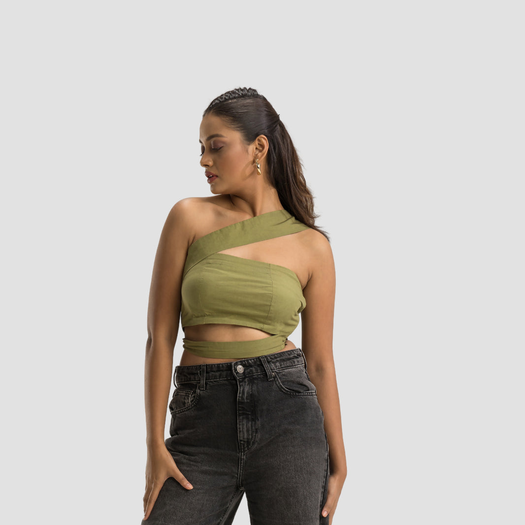 Olive Cut Out Crop Top