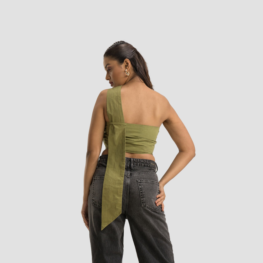 Olive Cut Out Crop Top