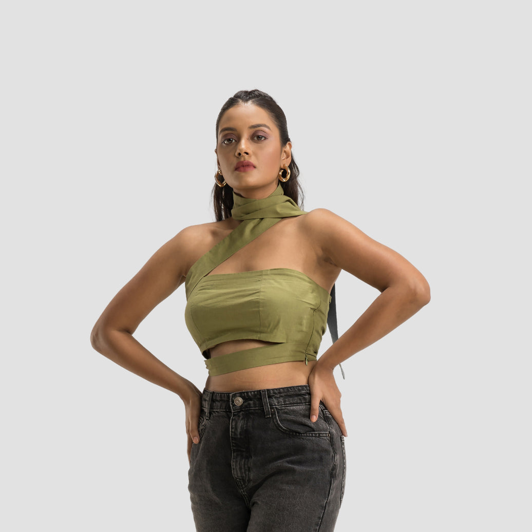 Olive Cut Out Crop Top