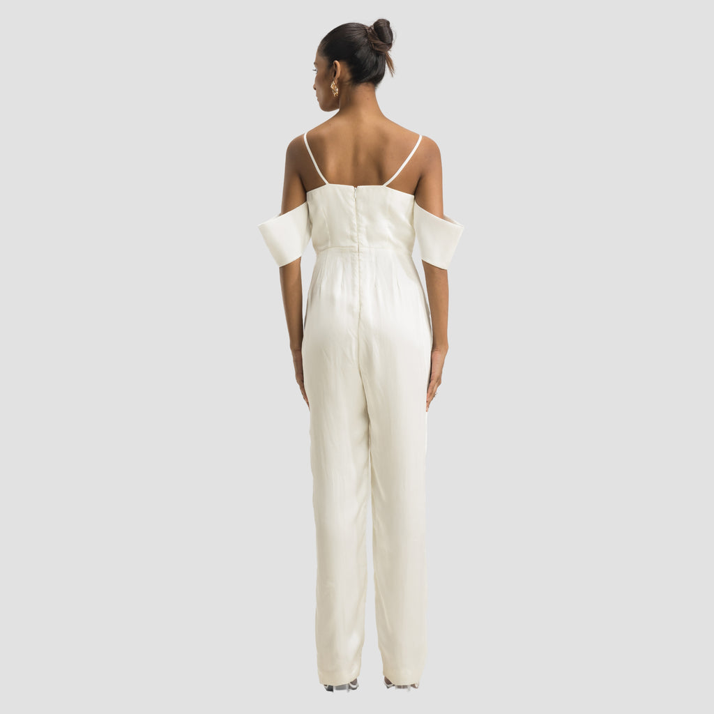 Off Shoulder White Jumpsuit