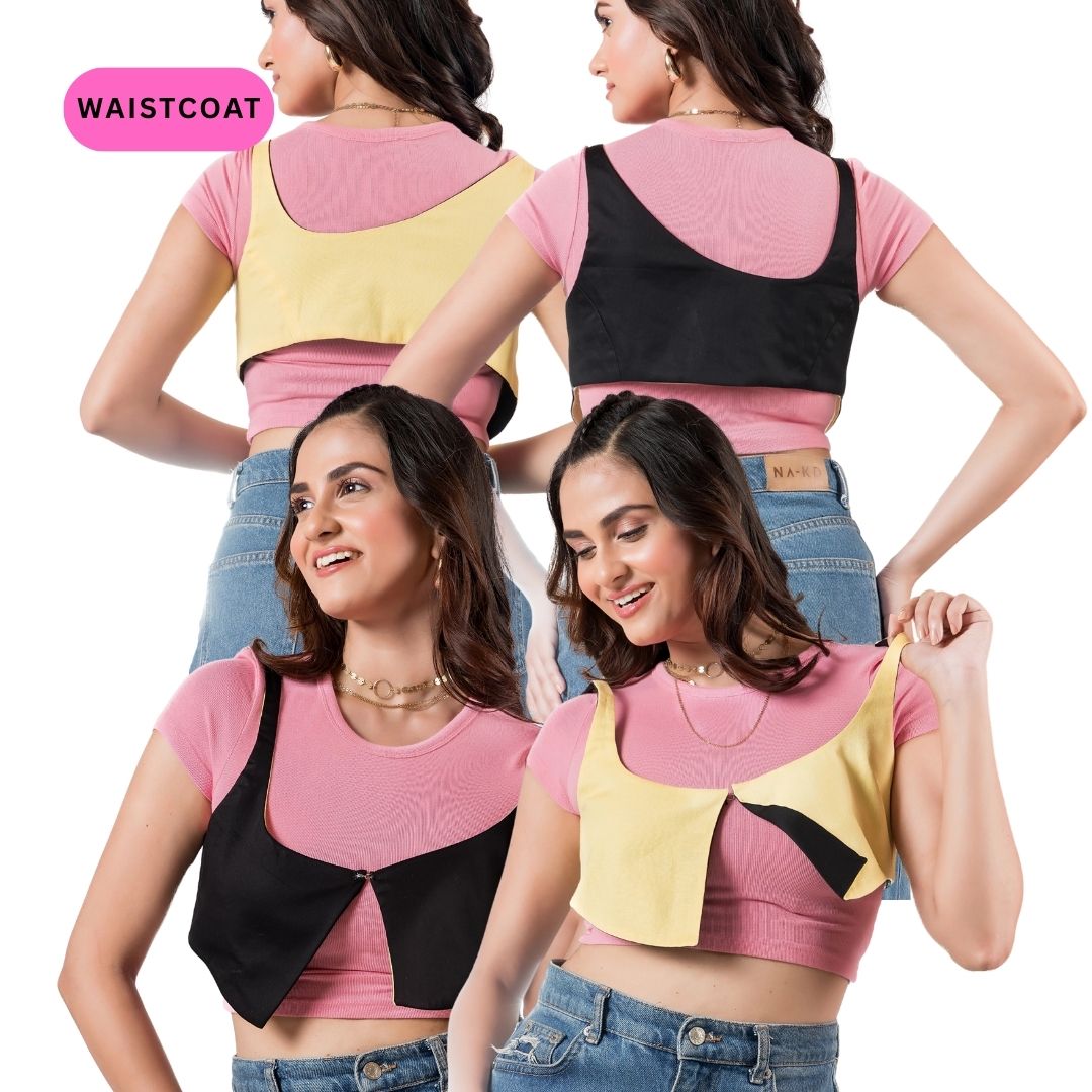 Yellow & Black Reversible Waistcoat