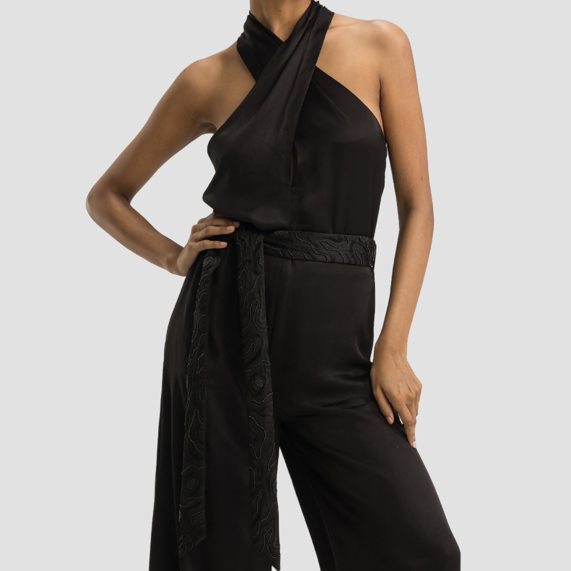 Midnight Jumpsuit with a Belt