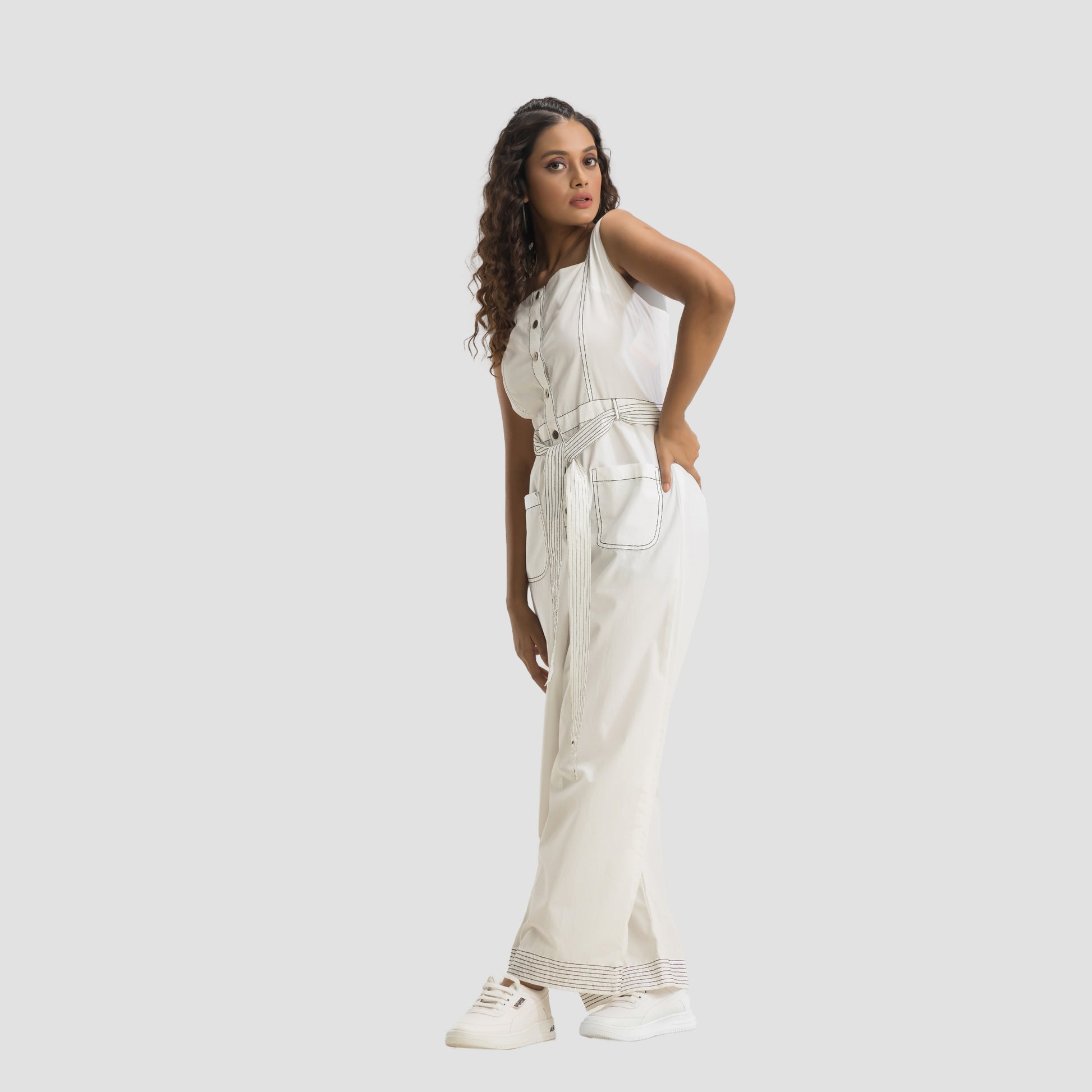 White Basic Jumpsuit