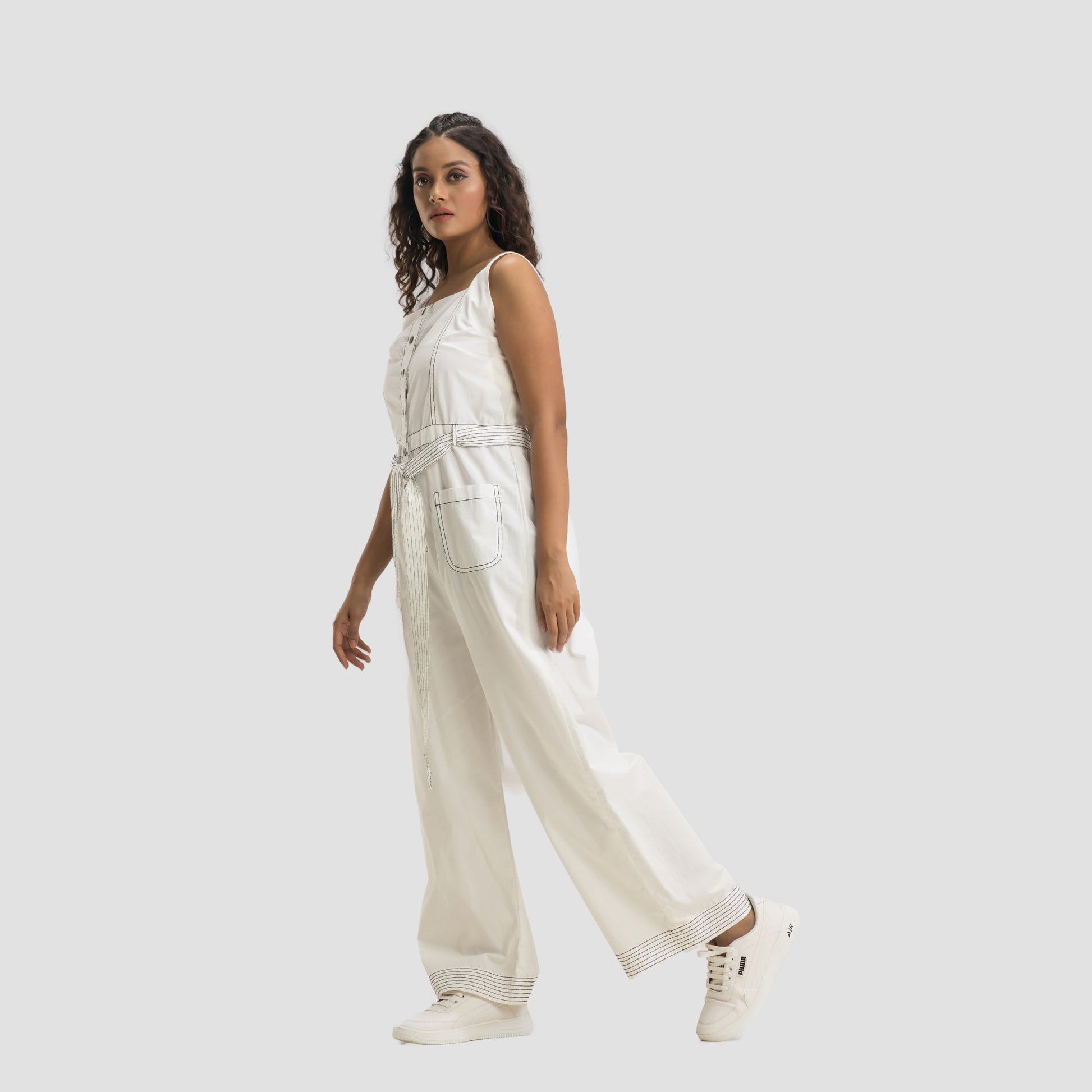 White Basic Jumpsuit