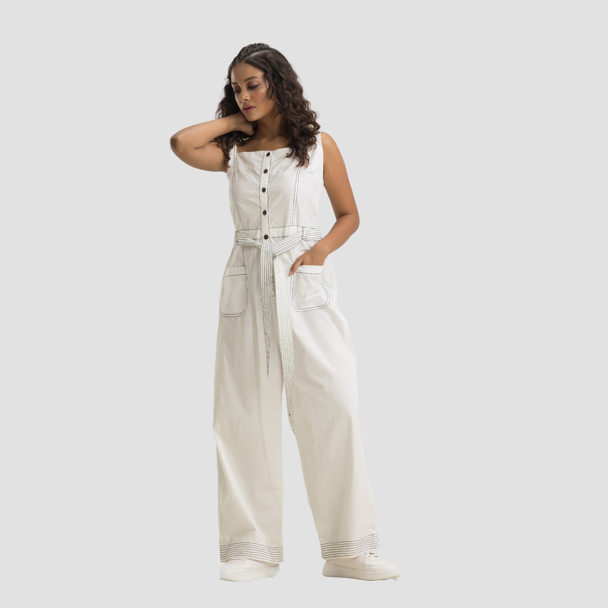 White Basic Jumpsuit