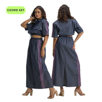 Boxy Denim Jacket Shirt with Skirt