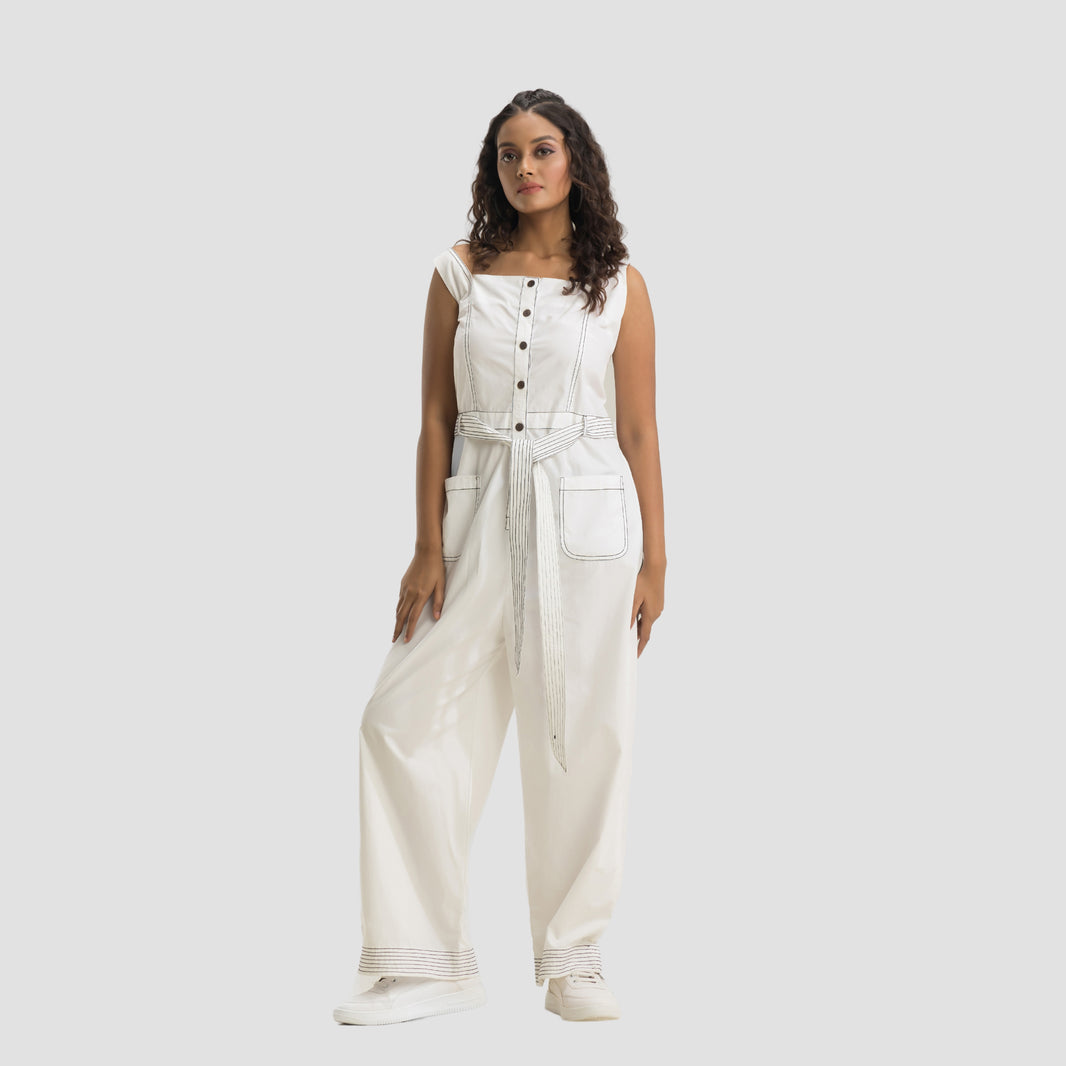 White Basic Jumpsuit