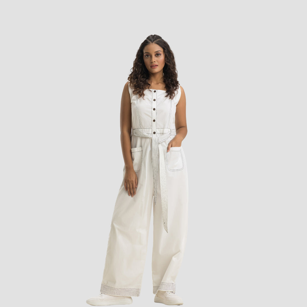 White Basic Jumpsuit