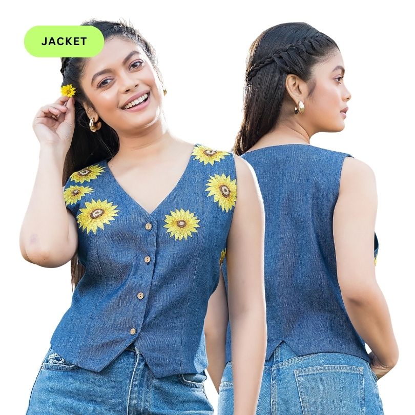 Denim Sunflower Waistcoat