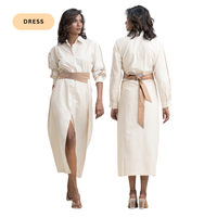 Beige and Brown Shirt Dress