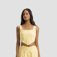 Yellow Gingham Reversible Corset Top