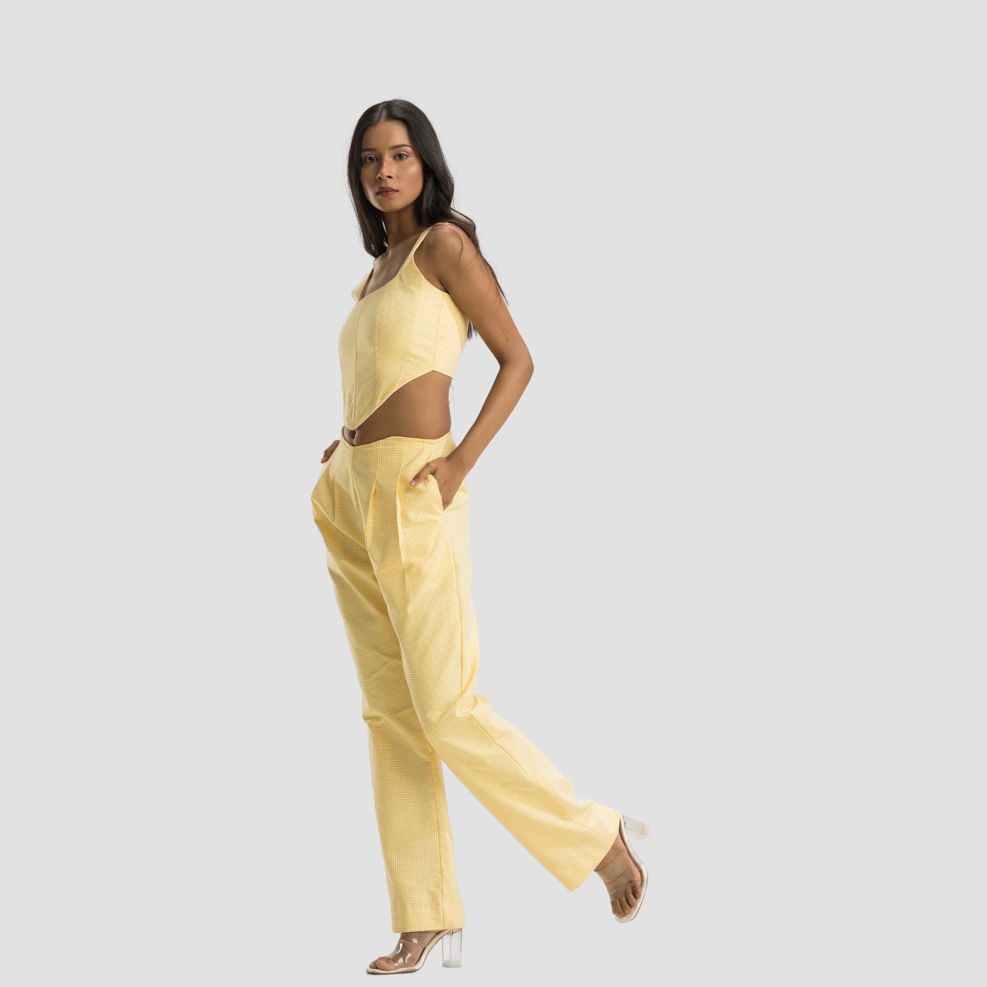 Yellow Gingham Reversible Set