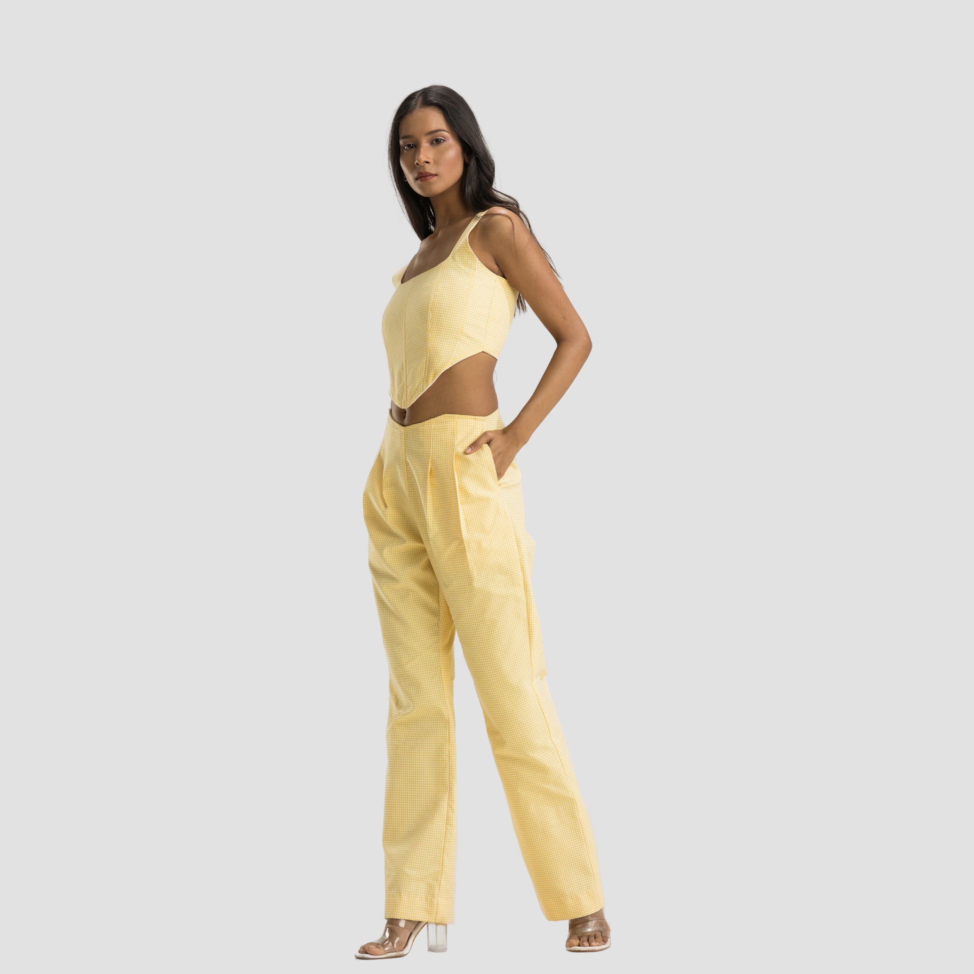 Yellow Gingham Reversible Corset Top