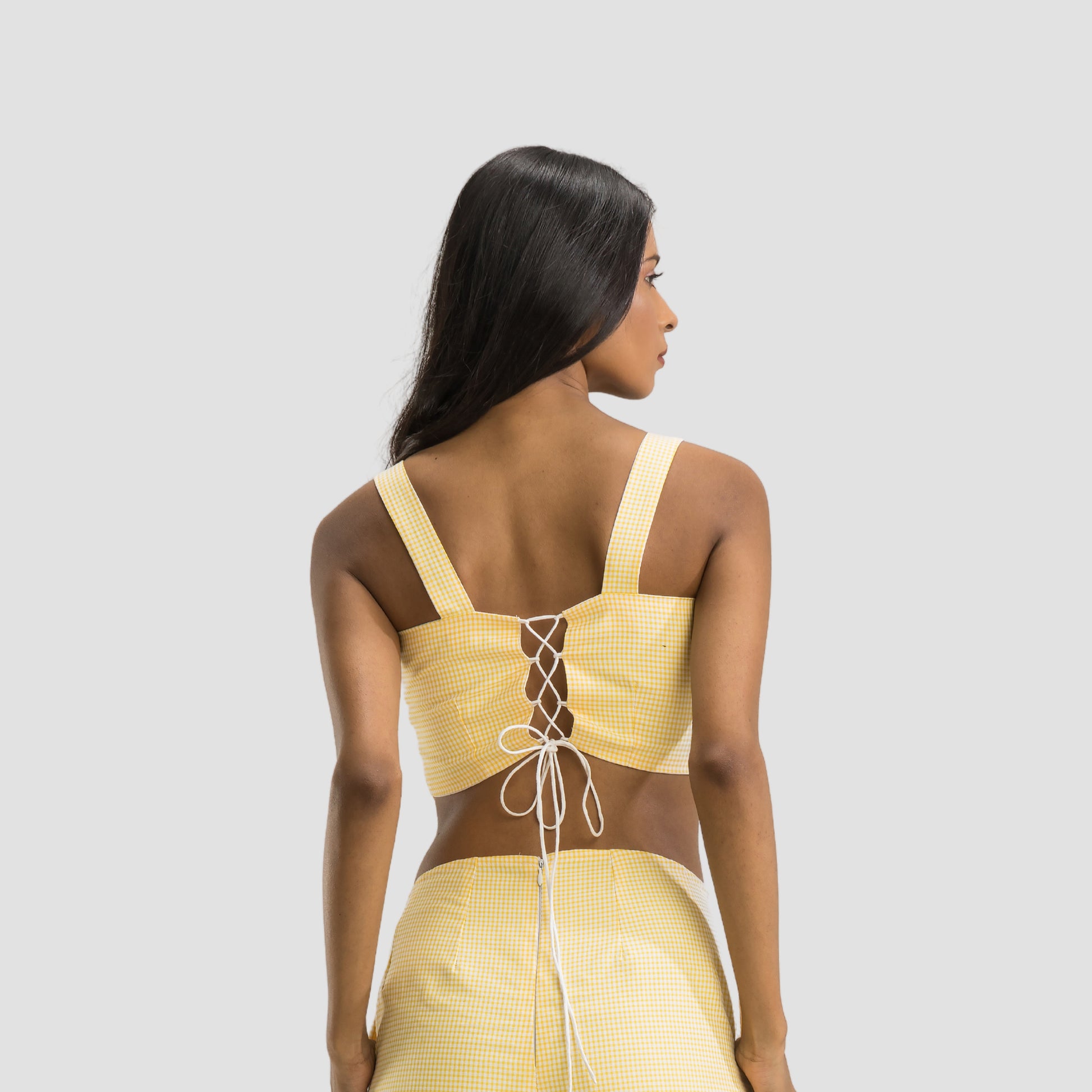 Yellow Gingham Reversible Corset Top