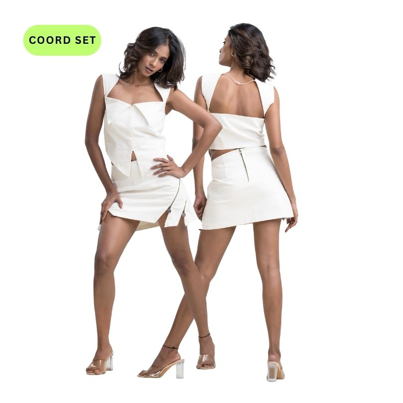 Zip Up White Denim Set