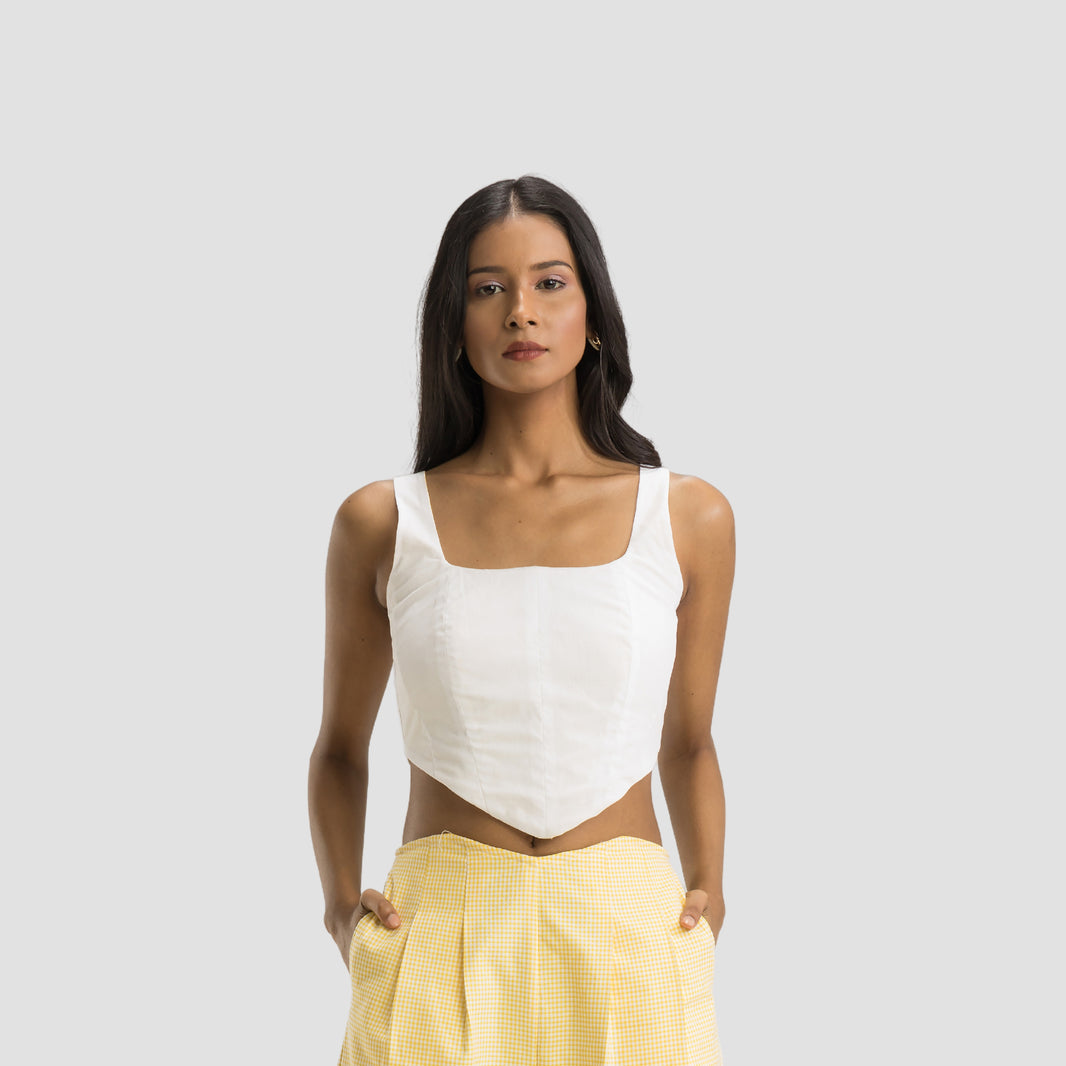 Yellow Gingham Reversible Corset Top