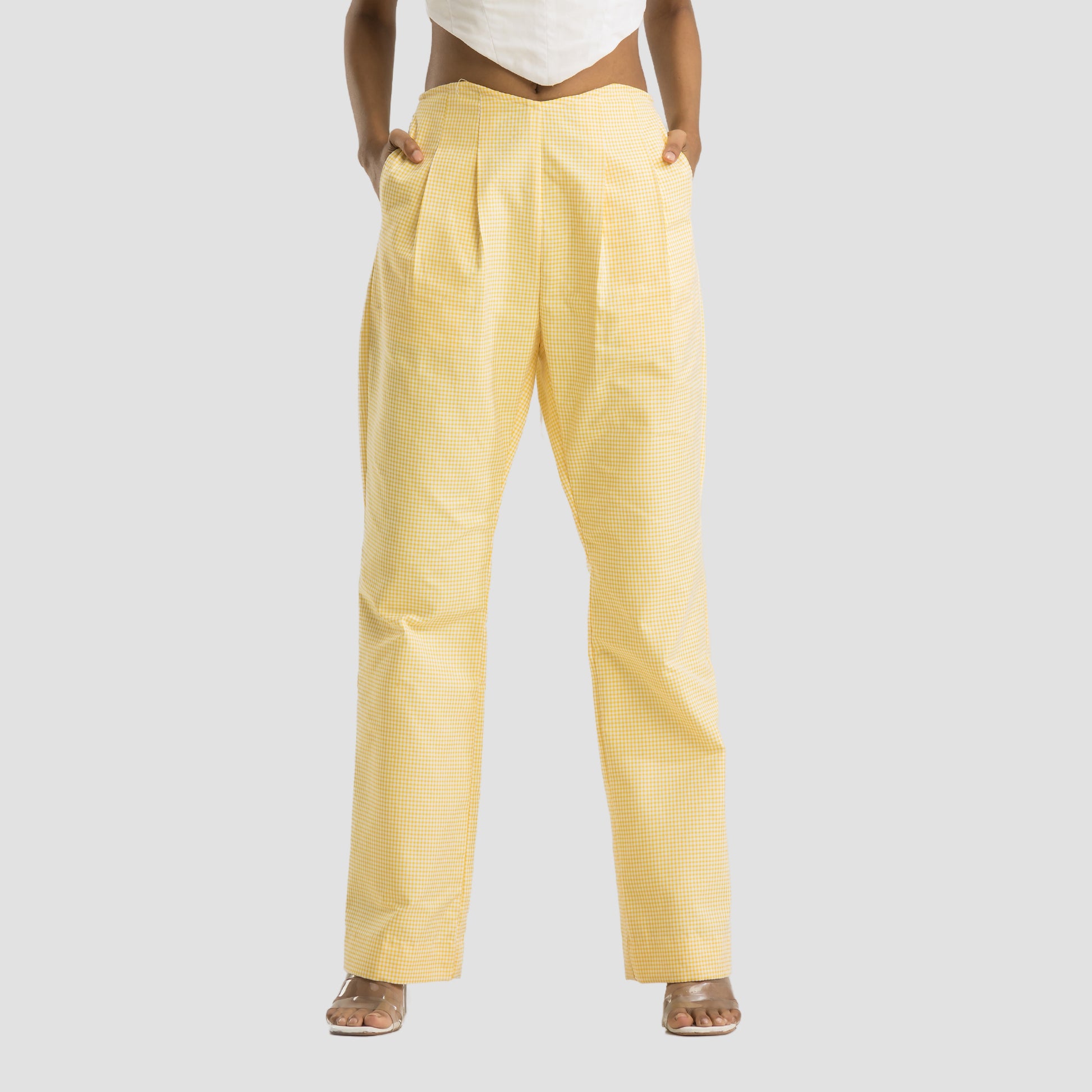 Yellow Gingham Highwaisted Pants