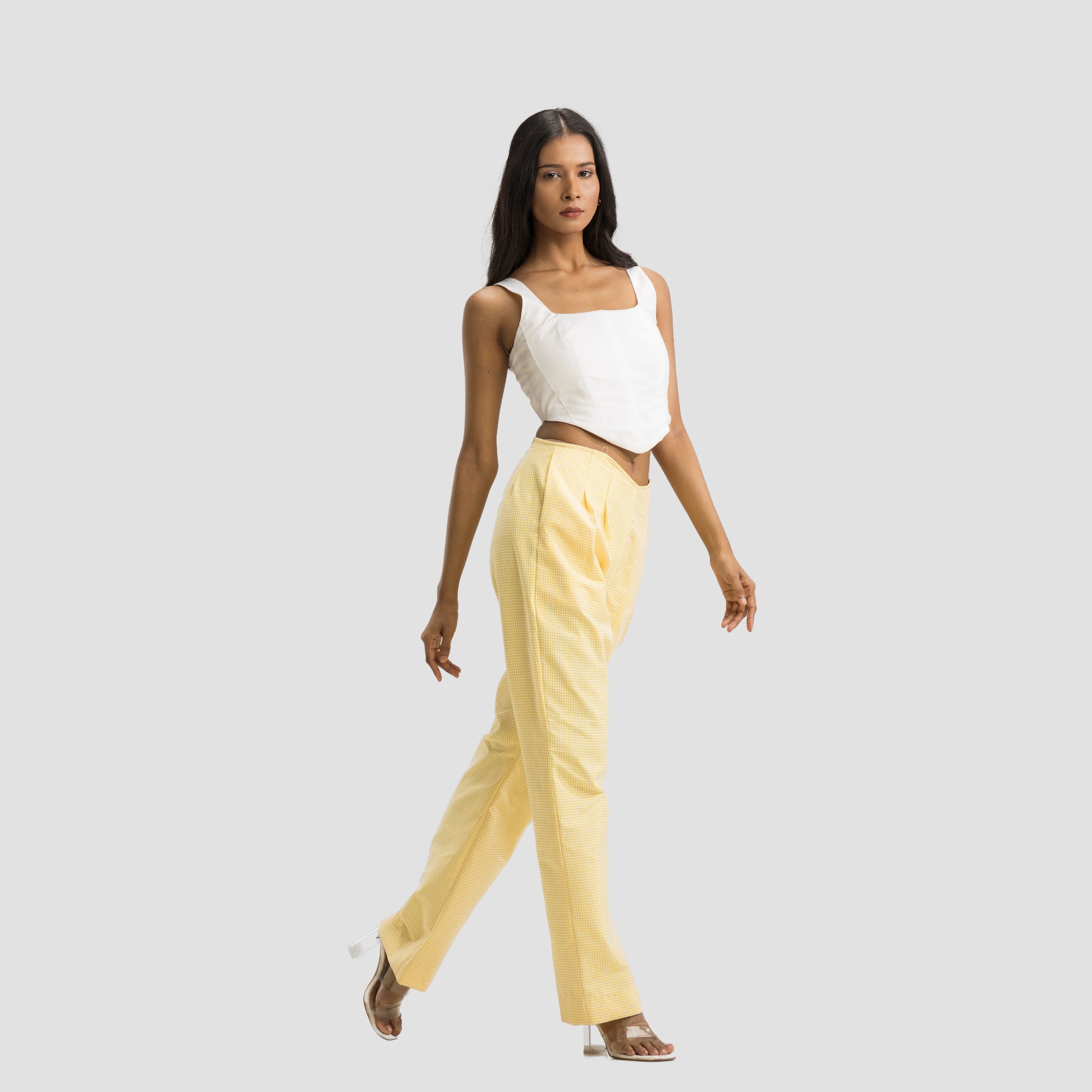 Yellow Gingham Reversible Corset Top