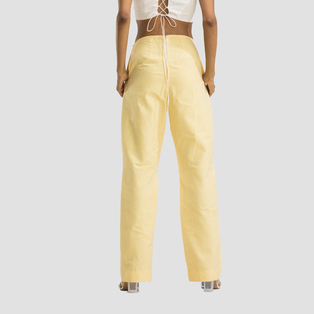 Yellow Gingham Highwaisted Pants