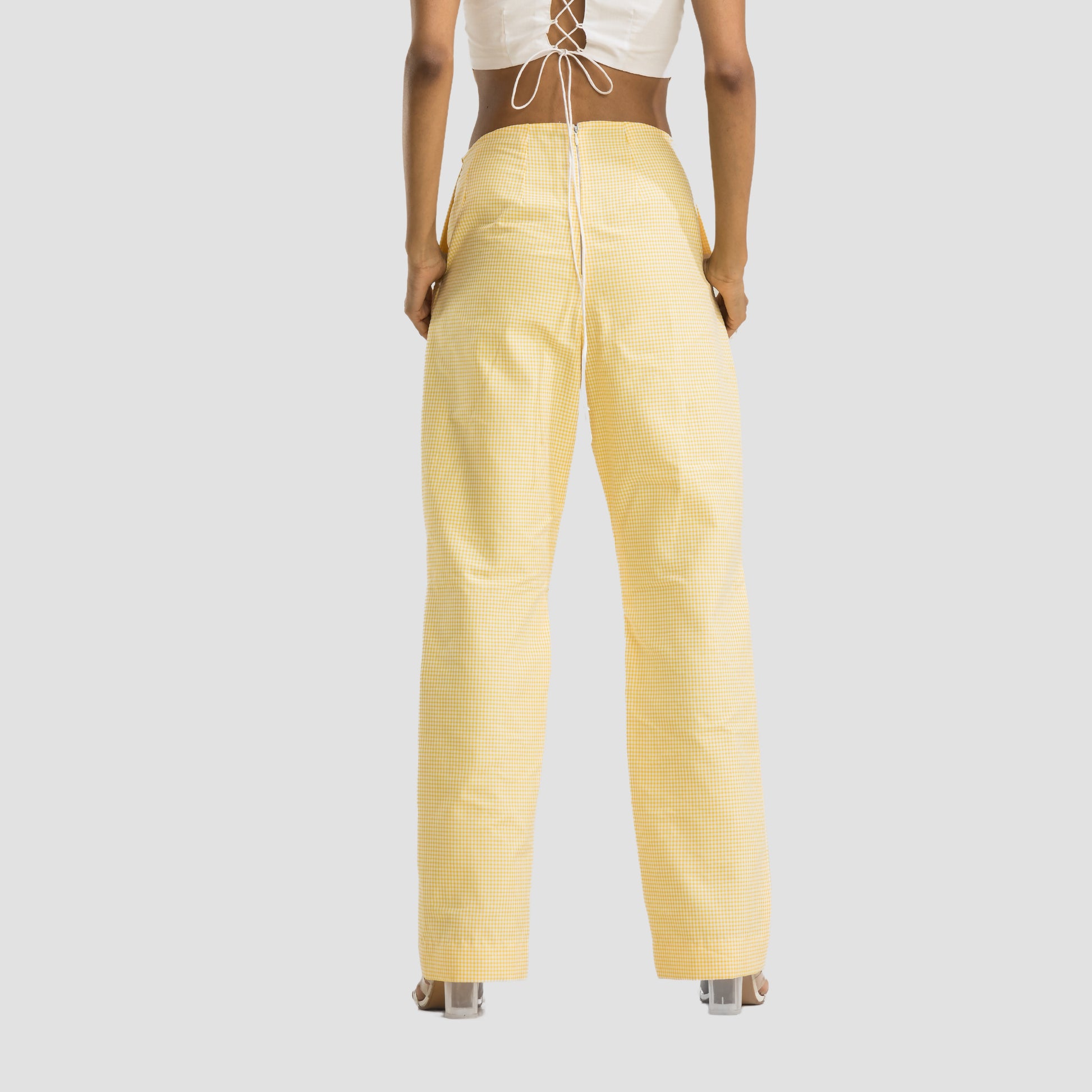 Yellow Gingham Highwaisted Pants