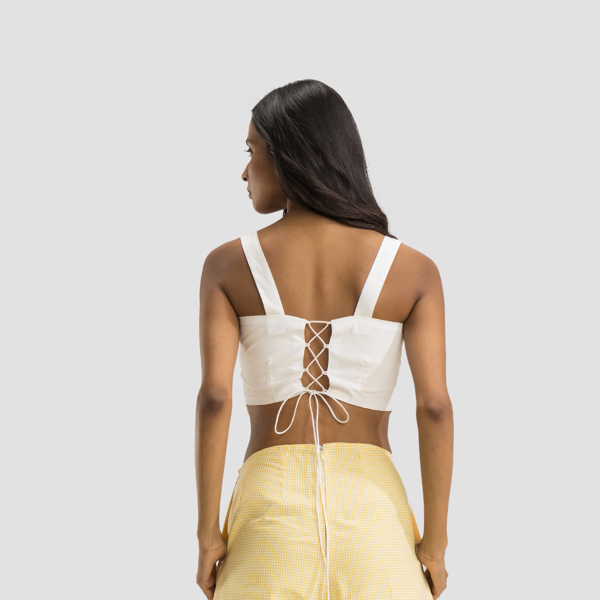 Yellow Gingham Reversible Corset Top