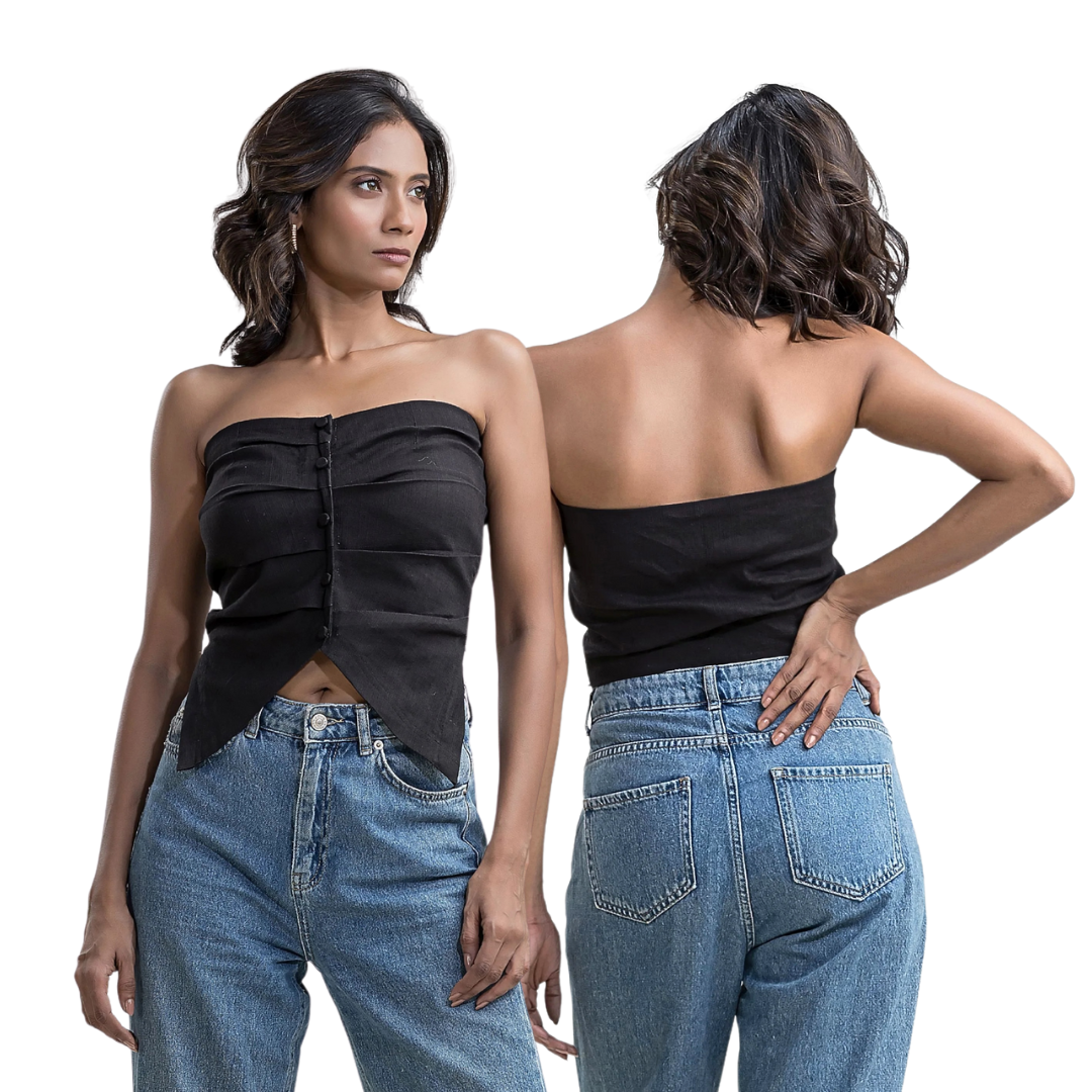 Black Pleated Tube Top