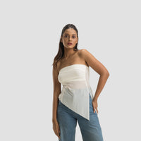 Strapless Gathered Asymmetrical Top