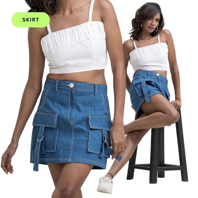 Denim Cargo Skirt