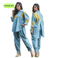 Sunflower Embroidered Denim Co-Ord Set