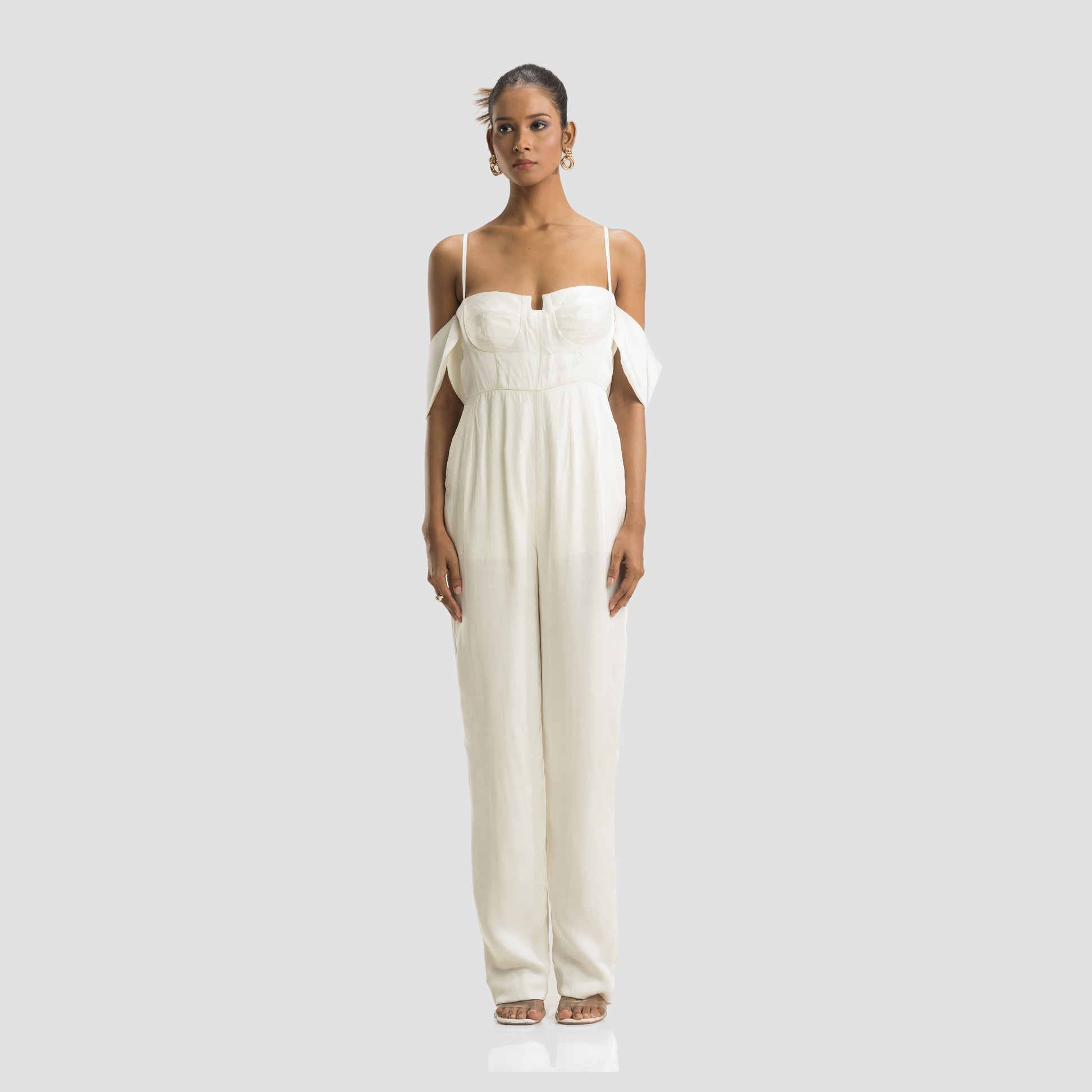 Off Shoulder White Jumpsuit