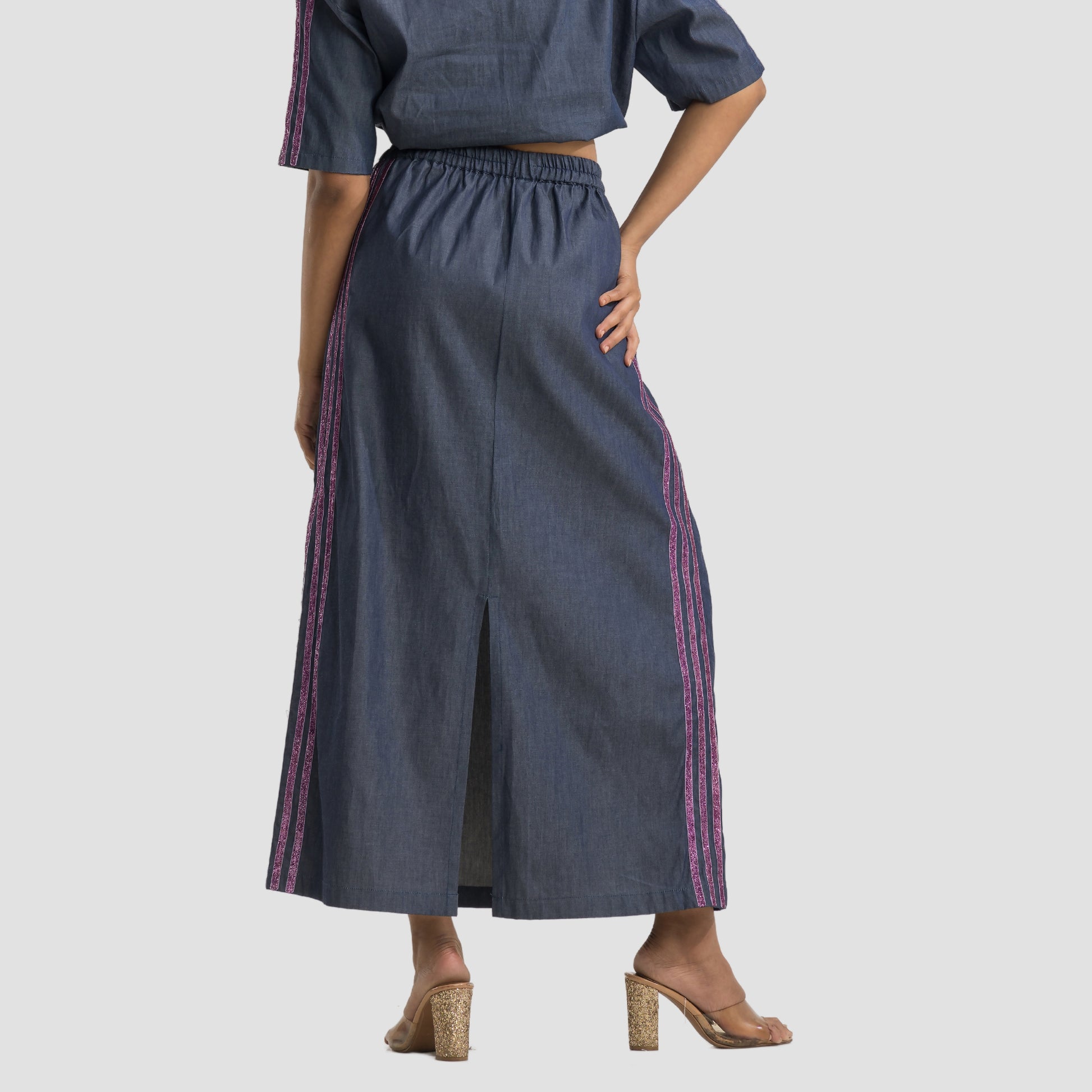 Boxy Denim Jacket Shirt with Skirt