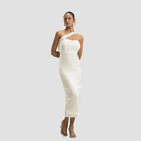 One Shoulder Embellished Corset Midi Dress