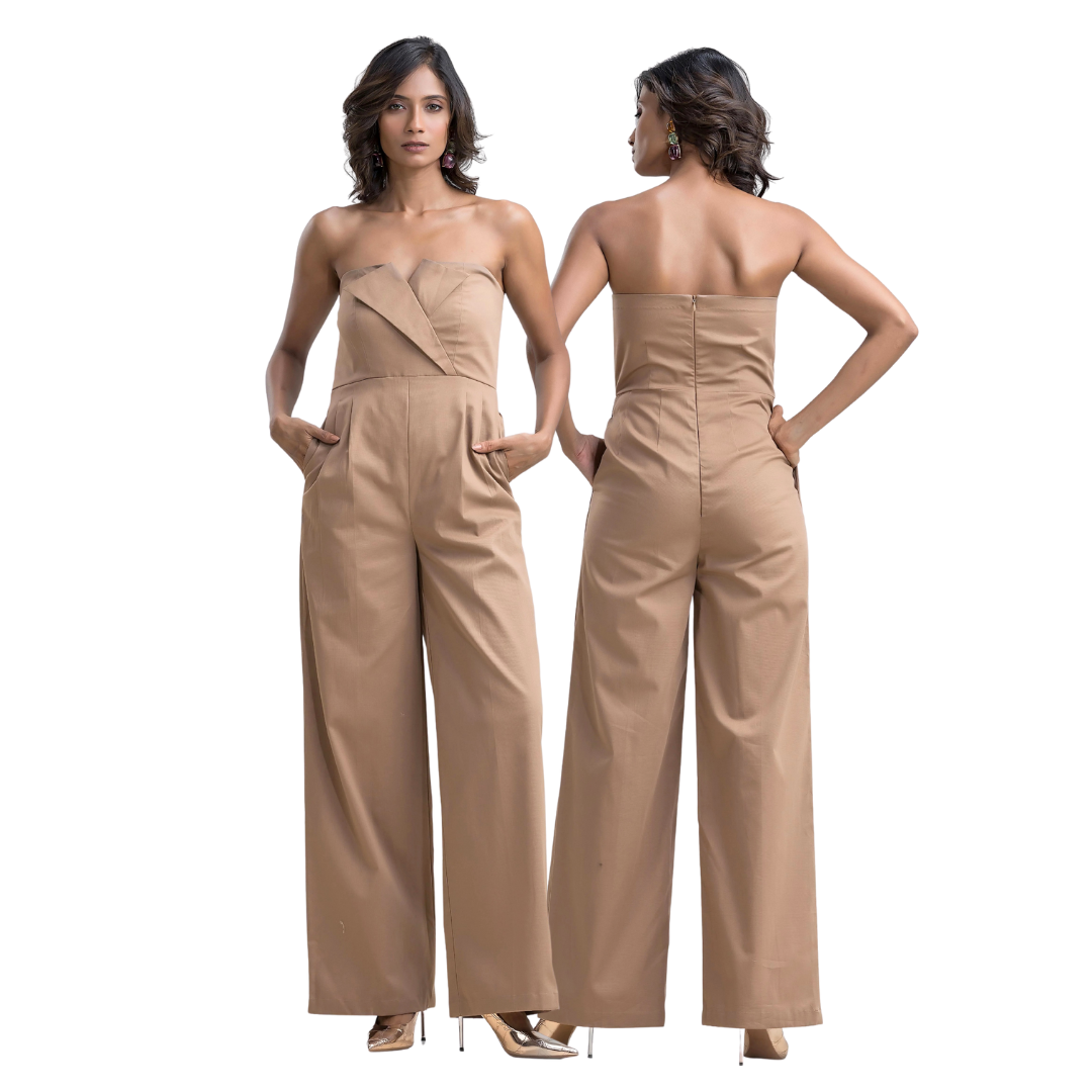 Structured Lapel Tube Jumpsuit