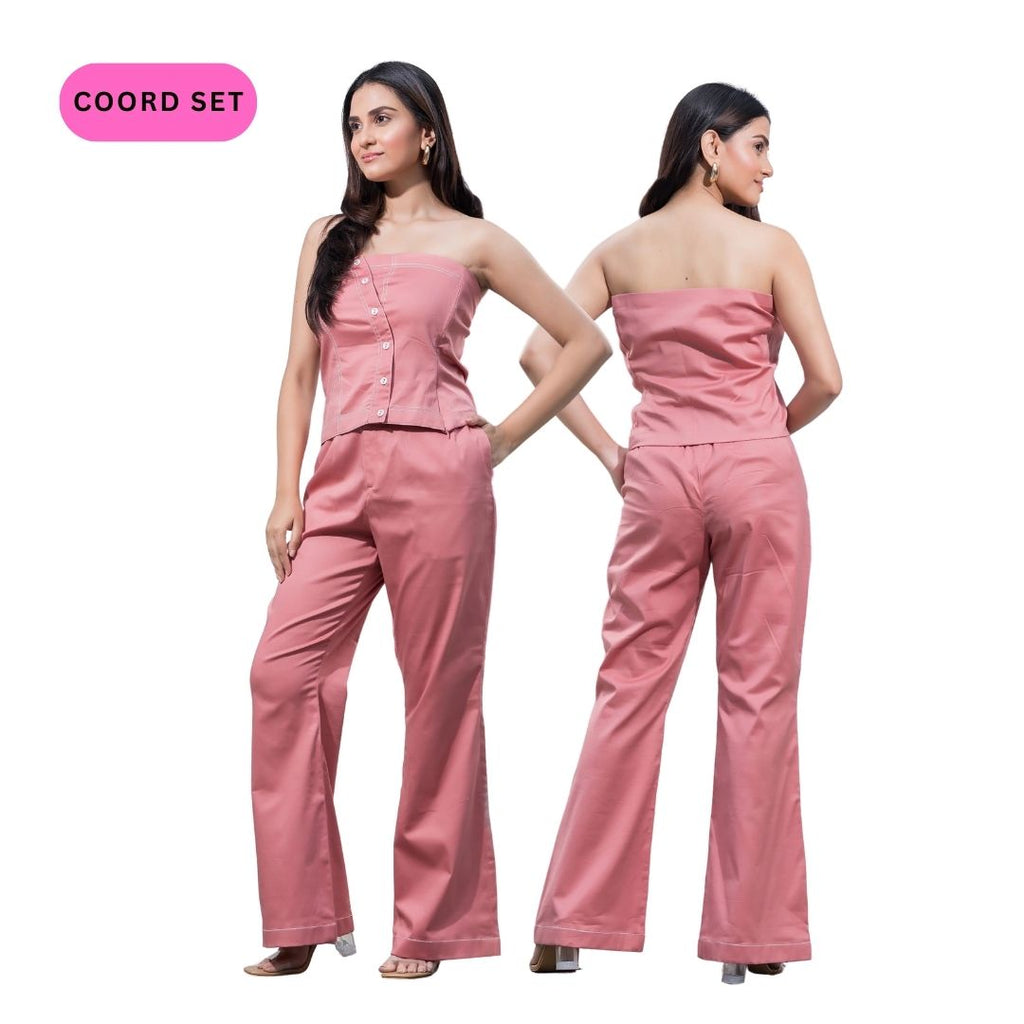 Pink Co-Ord Set with White Thread Line