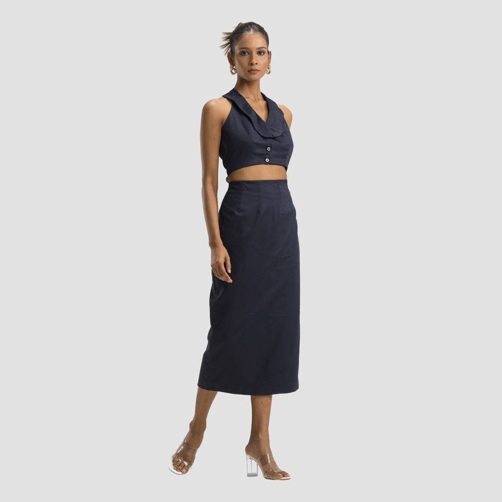 Prussian Midi Pencil Skirt