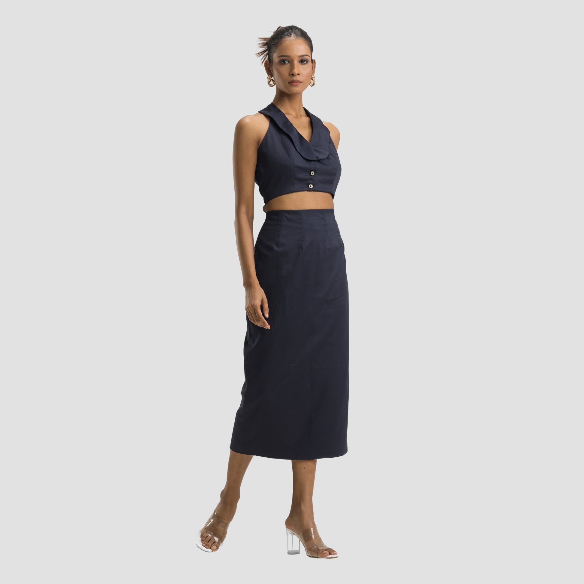 Prussian Midi Pencil Skirt